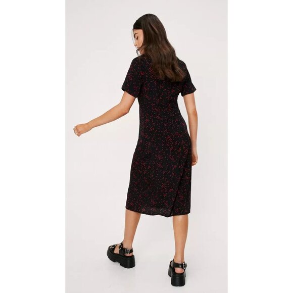 Nasty Gal Dress Womens Size 6 Black Pink Midi Vamp‎ Romantic Career Office Siren - Picture 2 of 12